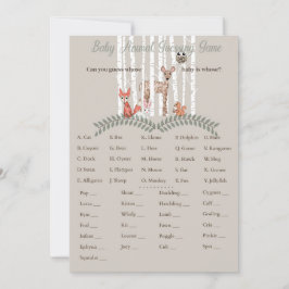 Afdrukbare game! Voor het Baby shower van Woodland Kaart