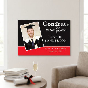 Afdrukbare Gefeliciteerd Afgestudeerd Foto Naam Zw Poster