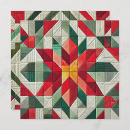 Afdrukbare geometrische patchwork poinsettia plakb kaart