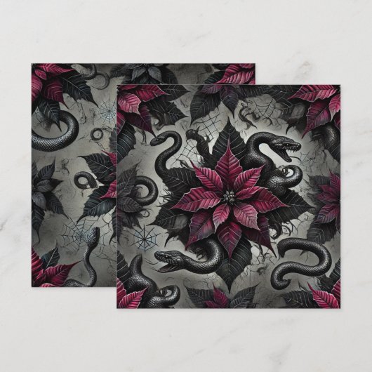 Afdrukbare giftige poinsettia bloeit plakboek kaart (Voorkant / Achterkant)