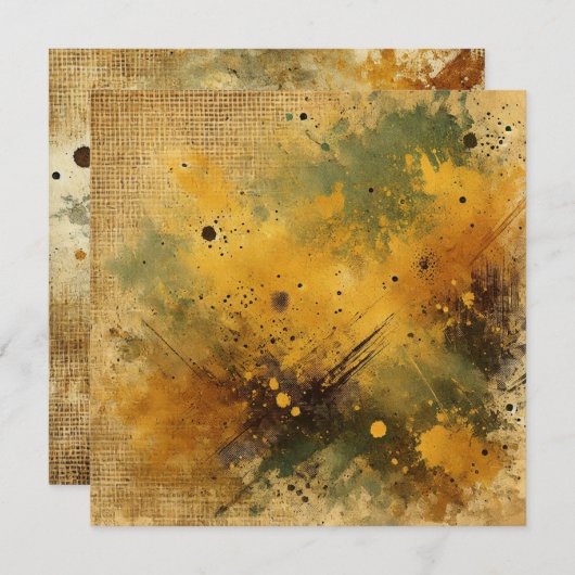 Afdrukbare Golden Harvest Distressed Ink Scrapbook Kaart (Voorkant / Achterkant)