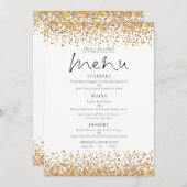 Afdrukbare gouden glitter script bruiloft menu kaart (Voorkant / Achterkant)