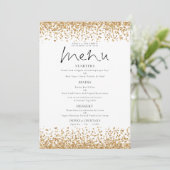 Afdrukbare gouden glitter script bruiloft menu kaart (Staand voorkant)