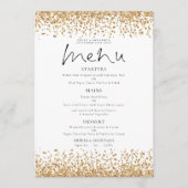 Afdrukbare gouden glitter script bruiloft menu kaart (Voorkant)