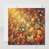 Afdrukbare gouden herfstbladeren Bokeh Scrapbook Kaart (Achterkant)