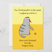 Afdrukbare grappige kat opgehoest zieke kerst feestdagenkaart (Voorkant)