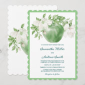 Afdrukbare Groene Appel Trouwtemplate Kaart (Voorkant / Achterkant)