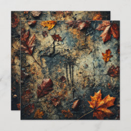 Afdrukbare Grungy Autumnal Leafy Concrete Scrapboo Kaart