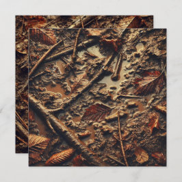Afdrukbare Grungy Autumnal Muddy Leaves Scrapbook Kaart