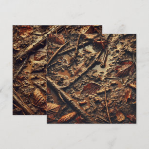Afdrukbare Grungy Autumnal Muddy Leaves Scrapbook Kaart