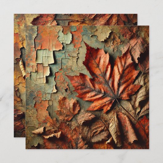 Afdrukbare Grungy Autumnal Peeling Paint Scrapbook Kaart (Voorkant / Achterkant)