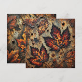 Afdrukbare Grungy Autumnal Rusty Metal Scrapbook Kaart (Voorkant / Achterkant)
