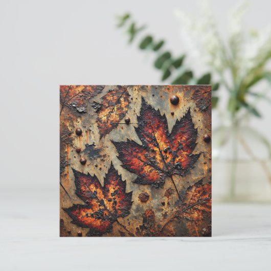 Afdrukbare Grungy Autumnal Rusty Metal Scrapbook Kaart (Staand voorkant)