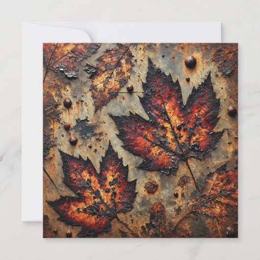 Afdrukbare Grungy Autumnal Rusty Metal Scrapbook Kaart (Voorkant)