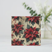 Afdrukbare Grungy Poinsettia krantenpapier Scrapbo Kaart (Staand voorkant)