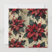Afdrukbare Grungy Poinsettia krantenpapier Scrapbo Kaart (Voorkant)