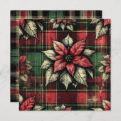 Afdrukbare Grungy Poinsettia Plaid Stof Scrapbook Kaart (Voorkant / Achterkant)