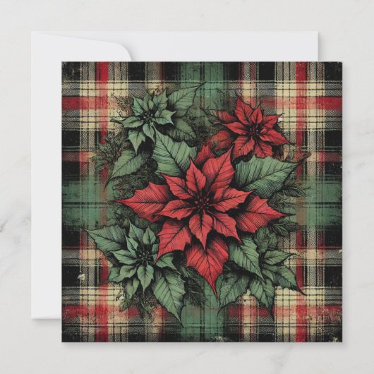 Afdrukbare Grungy Poinsettia Plaid Stof Scrapbook Kaart (Achterkant)