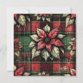 Afdrukbare Grungy Poinsettia Plaid Stof Scrapbook Kaart (Voorkant)