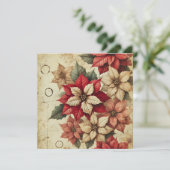 Afdrukbare Grungy Tattered Poinsettia Scrapbook Kaart (Staand voorkant)