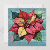 Afdrukbare Halftone Pop Art Poinsettia Scrapbook Kaart (Voorkant)