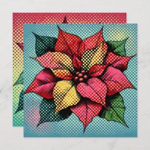 Afdrukbare Halftone Pop Art Poinsettia Scrapbook Kaart