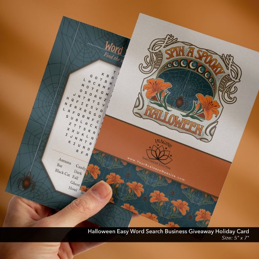 Afdrukbare Halloween Easy Word Search Business Feestdagenkaart
