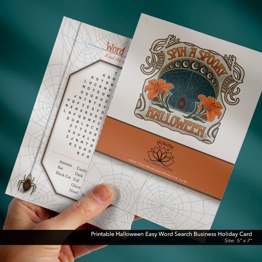 Afdrukbare Halloween Easy Word Search Business Feestdagenkaart