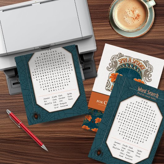 Afdrukbare Halloween Easy Word Search Party Game Feestdagenkaart