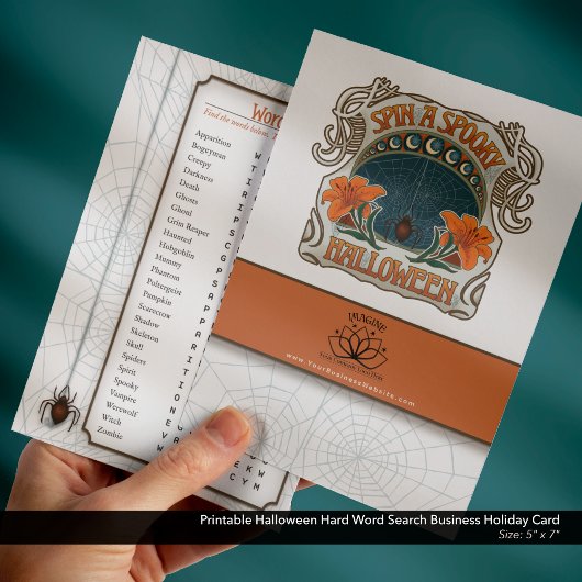 Afdrukbare Halloween Hard Word Search Business Feestdagenkaart