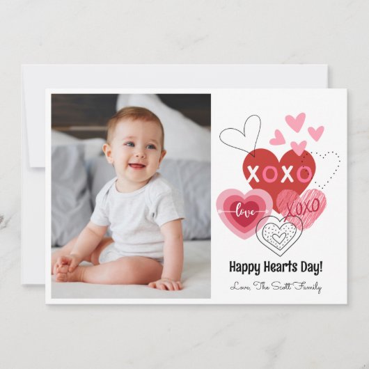 Afdrukbare Happy Hearts Day Valentijn Aankondiging (Voorkant)