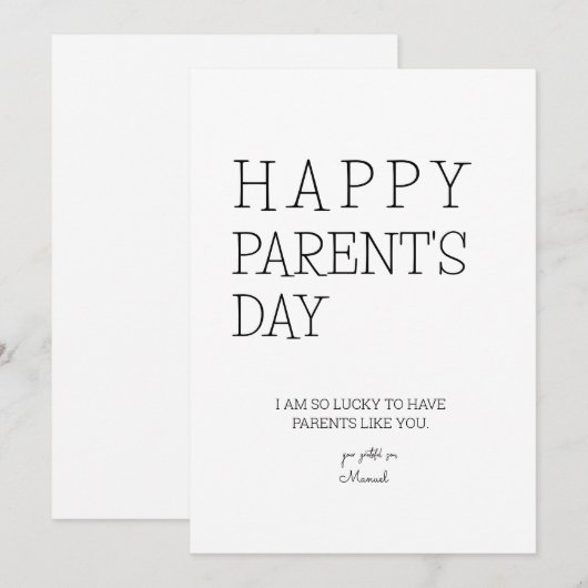 Afdrukbare Happy Parent's Day Kaart (Voorkant / Achterkant)