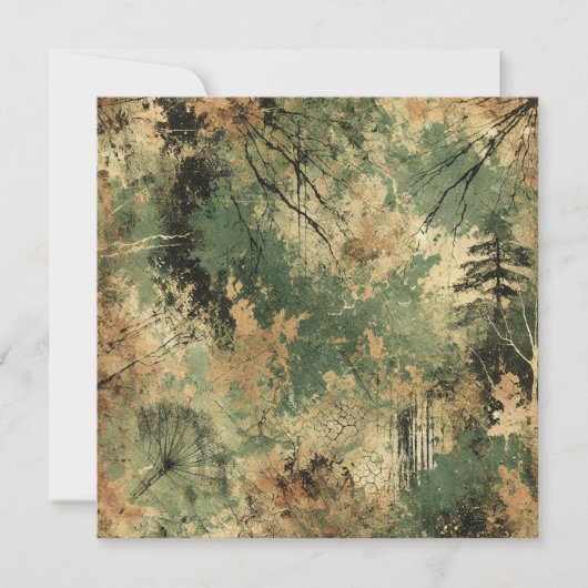 Afdrukbare Herfst Forest Distressed Ink Scrapbook Kaart (Voorkant)