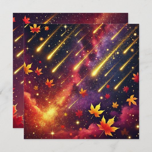 Afdrukbare Herfst Galaxy Meteor Shower Scrapbook Kaart (Voorkant / Achterkant)