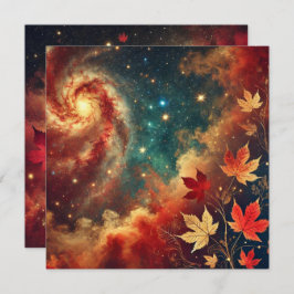 Afdrukbare Herfst Galaxy Nebula Clouds Scrapbook Kaart