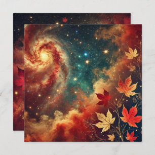 Afdrukbare Herfst Galaxy Nebula Clouds Scrapbook Kaart