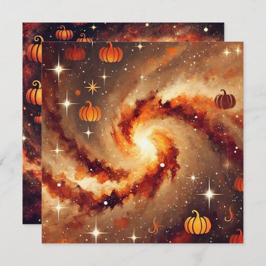 Afdrukbare Herfst Galaxy Pumpkin Spice Scrapbook Kaart (Voorkant / Achterkant)