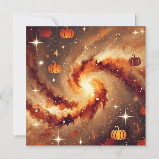 Afdrukbare Herfst Galaxy Pumpkin Spice Scrapbook Kaart (Voorkant)