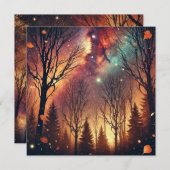 Afdrukbare Herfst Galaxy Twilight Forest Scrapbook Kaart (Voorkant / Achterkant)