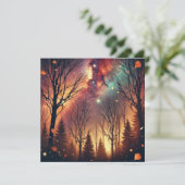 Afdrukbare Herfst Galaxy Twilight Forest Scrapbook Kaart (Staand voorkant)