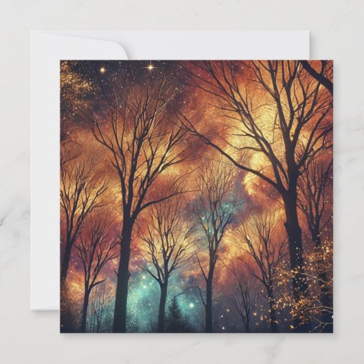 Afdrukbare Herfst Galaxy Twilight Forest Scrapbook Kaart (Achterkant)