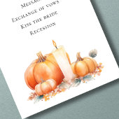 Afdrukbare Herfst pompoenen kaars bruiloft program Kaart