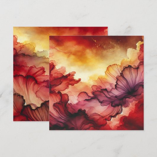 Afdrukbare Herfst Sunset Alcohol Inkt Scrapbook Pa Kaart (Voorkant / Achterkant)