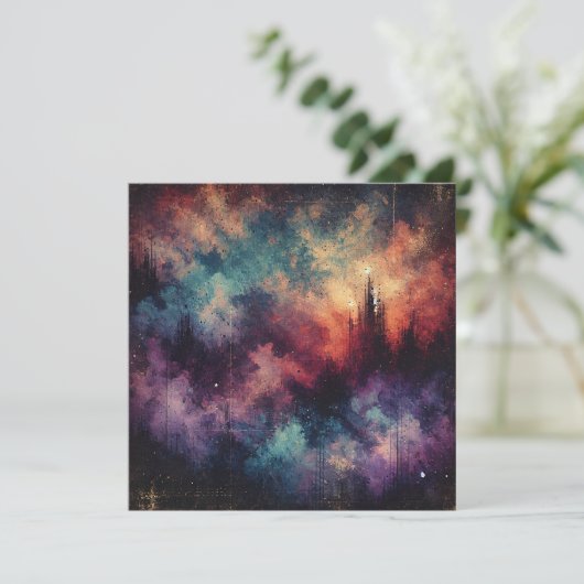 Afdrukbare Herfst Twilight Distressed Ink Scrapboo Kaart (Staand voorkant)