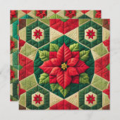 Afdrukbare Hexagon Patchwork Poinsettia Scrapbook Kaart (Voorkant / Achterkant)