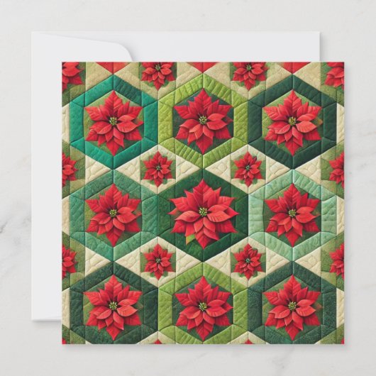Afdrukbare Hexagon Patchwork Poinsettia Scrapbook Kaart (Achterkant)