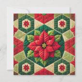 Afdrukbare Hexagon Patchwork Poinsettia Scrapbook Kaart (Voorkant)