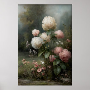 Afdrukbare Hydrangea Muurkunst, Antieke Lente Poster