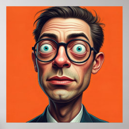 Afdrukbare illustratie Grappig zakelijk man Poster