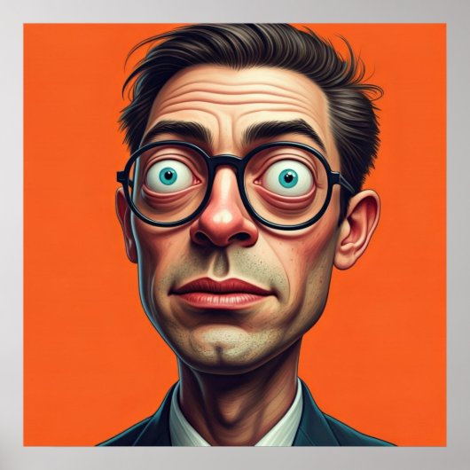 Afdrukbare illustratie Grappig zakelijk man Poster (Voorkant)